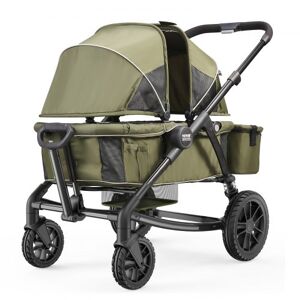VEVOR All-Terrain Stroller Wagon, 2 Seats Foldable Expedition 2-in-1 Collapsible Wagon Stroller, Includes Canopy, Parent Organizer, Snack Tray & Cup Holders, 55lbs for Single Seat, Olive Green Image