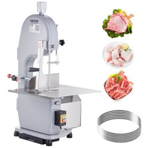 VEVOR Commercial Electric Meat Bandsaw, 1100W Stainless Steel Countertop Bone Sawing Machine, Workbeach 19.3" x 15", 0.16-7.9 Inch Cutting Thickness, Frozen Meat Cutter with 6 Blades for Rib Pork Beef Image