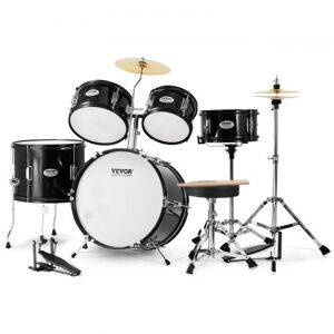 VEVOR Kids Drum Set, 5-Piece, 16 in Beginner Full Drum Set with Bass Toms Snare Floor Drum Adjustable Throne Cymbal Hi-Hat Pedal and Two Pairs of Drumsticks, Starter Drum Kit for Child Kids, Black Image