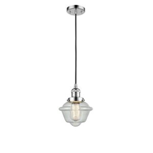 Innovations Oxford 60-Watt 1 Light Polished Chrome Shaded Mini Pendant Light with Seeded glass Seeded Glass Shade Image