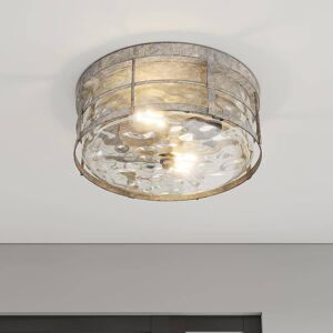 aiwen 12.99 in. 2-Light Industrial Rustic Flush Mount Ceiling Light Fixture with Glass Shade Image