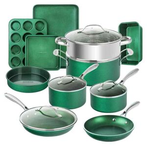 GRANITESTONE 15-Piece Aluminum Ultra-Durable Non-Stick Diamond Infused Cookware and Bakeware Set in Emerald Green Image