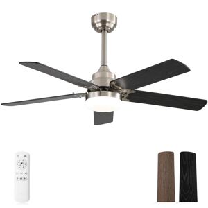 Sofucor 42 in. Indoor Modern Nickel Downrod Mount and Flush Mount Ceiling Fan with Led Lights and 6 Speed DC Remote Image