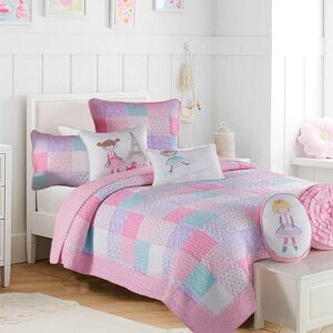 Cozy Line Home Fashions Pastel Spring Floral Polka Dot 2-Piece Pink Purple Printed Patchwork Cotton Twin Quilt Bedding Set Image