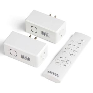 Black & Decker 1 Amp to 15 Amp Plug-In Indoor Wireless Remote Control Timer System with 2 Smart Adapters Grounded and 1 Remote, White Image