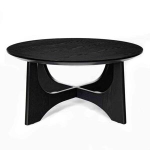 36 in. Black Round MDF Outdoor Coffee Table Image