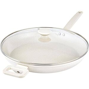 GRANITESTONE Desert Collection 14 in. Aluminum Nonstick Family Sized XL Frying Pan with Lid in Speckled Beige Image