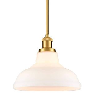 CLAXY 60 Watt 1 Light Gold Finished Shaded Pendant Light with Milk glass Glass Shade and No Bulbs Included Image