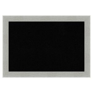 Amanti Art Glam Linen Grey Framed Black Corkboard 41 in. x 29 in. Bulletine Board Memo Board Image