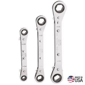 Klein Tools 3-Piece Fully Reversible Ratcheting Offset Box Wrench Set Image