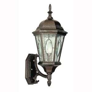 Bel Air Lighting Villa Nueva 1-Light Bronze Outdoor Wall Light Fixture with Stained Glass Image