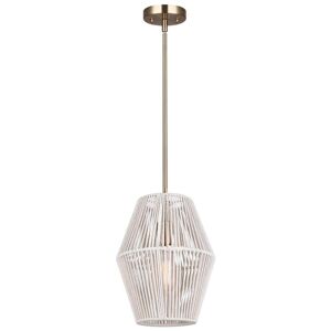 CANARM Willow 60-Watt 1 Light Gold Modern Pendant Light with Natural Natural Rope Shade Image
