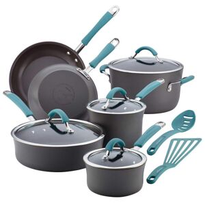 Rachael Ray Cucina 12-Piece Hard-Anodized Aluminum Nonstick Cookware Set in Agave Blue and Gray Image