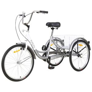 Runesay 26 in. Wheels Cruiser Bicycles Adult Tricycle Trikes 3-Wheel Bikes with Large Shopping Basket Single Speed in Silver Image