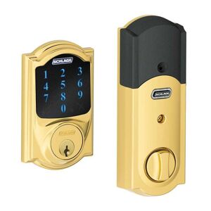 Schlage Camelot Bright Brass Electronic Connect Smart Deadbolt with Alarm - Z-Wave Plus Enabled Image