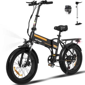 HITWAY 20 in. x 4 in. Fat Tire Mountain Electric Bike for Adults with 750W/48V/12Ah Removable Battery Commuter Foldable Ebike Image