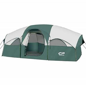 Zeus & Ruta 8-Person Camping Tents, Weatherproof Family Dome Tent with Rainfly, Large Mesh Windows, Wider Door in Dark Green Image