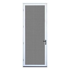 Unique 36 in. x 96 in. White Surface Mount Right-hand Ultimate Security Screen Door with Meshtec Screen Image