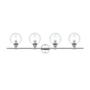 Simply Living 38 in. 4-Light Modern Chrome Vanity Light with Clear Round Shade Image