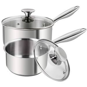 1 qt. 2 qt. Stainless Steel Nonstick Sauce Pan in Silver with Lids Image