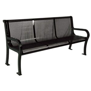 Ultra Play 6 ft. Perforated Black Commercial Park Lexington Portable Bench with Back Surface Mount Image