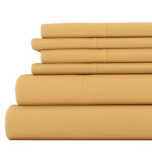 Becky Cameron 6-Piece Gold Solid Microfiber Full Sheet Set Image