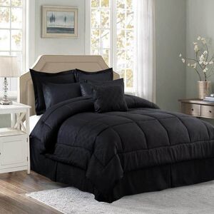 JML 10-Piece Black Plaid King Comforter Set Image
