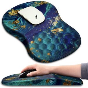Etokfoks Ergonomic Mouse Pad Wrist Support with Massage Design for Wireless Mouse & Desk Blue Gold Image