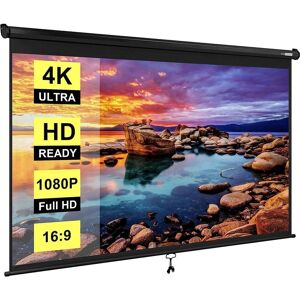 VIVOHOME 100 in. Manual Pull Down Projector Screen in Black Image