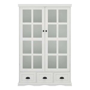 40.16 in. W x 14 in. D x 60 in. H White Linen Cabinet with Tempered Glass Doors Curio Cabinet and Adjustable Shelf Image
