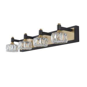 Tatahance 27.6 in. 4-Light Yellow Brown LED Vanity Light Bar with Crystal Lampshade Image