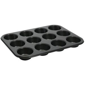 Winco 12-Cup 3 oz. Non-Stick Carbon Steel Muffin Pan Image