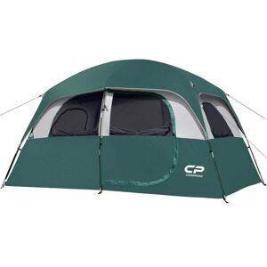 Zeus & Ruta 6-Person-Camping-Tents, Waterproof Windproof Family Tent with Top Rainfly, 4 Large Mesh Windows, Carry Bag in Dark Green Image