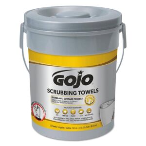 GoJo Scrubbing Towels Hand Cleaning Silver/Yellow 10 1/2 x 12 (72 Sheets per Bucket, 6 Buckets per Carton) Image