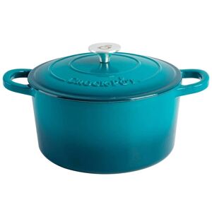 Crock-Pot Artisan 7 qt. Round Enameled Cast Iron Dutch Oven in Teal with Lid Image