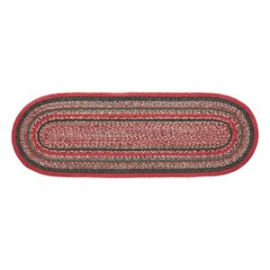 VHC Brands Forrester Indoor/Outdoor 12 in. W x 36 in. L Red Green Crème Oval Stripe PET Table  Runner Image