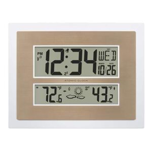 La Crosse Technology Atomic Digital Clock with Temperature and Forecast in White/Champagne Image