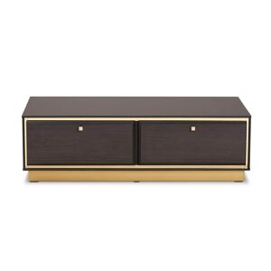 Baxton Studio Cormac 41 .3 in. Dark Brown and Gold Rectangle Wood Coffee Table Image