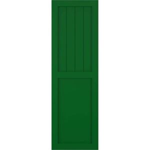 Ekena Millwork 18 in. x 68 in. PVC True Fit Farmhouse/Flat Panel Combination Fixed Mount Board & Batten Shutters Pair in Viridian Green Image