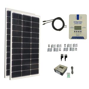 WindyNation 200-Watt Monocrystalline Solar Panel with TrakMax MPPT 40 Amp Charge Controller Plus Remote Meter Kit Image
