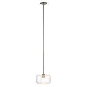 Meyer&Cross Channing 1-Light Brushed Nickel Wide Pendant with Seeded Glass Shade Image