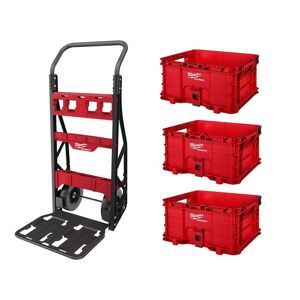 Milwaukee PACKOUT 20 in. 2-Wheel Utility Cart with (3) PACKOUT Tool Storage Crates Image