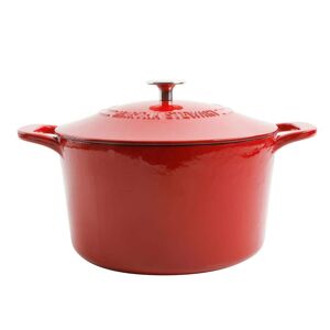 MARTHA STEWART 7 qt. Gatwick Enameled Cast Iron Dutch Oven in Red with SS, Knob Lid, 1-Set Image
