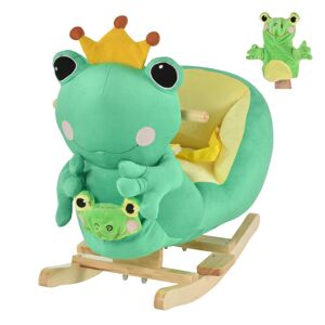 Qaba Green Frog Rocking Horse Toy for Kids 18-36 Months Fun Music Seat Belt & Soft Plush Hand Puppet Perfect Toddler Ride-On Rocker   Aosom.com Image