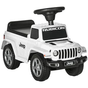 Aosom Licensed Jeep Kids Ride-On Push Car, Foot-to-Floor Sliding Car with Horn, Engine Sound, Storage, White   Aosom.com Image