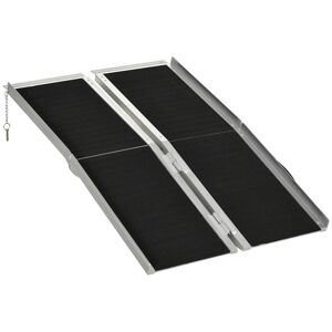 HOMCOM Wheelchair Ramp, 4ft Aluminum, Portable with Non-Slip Surface, Black, for Home Steps, Doorways, and Stairs   Aosom.com Image