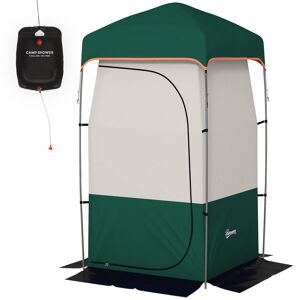 Outsunny Camping Shower Tent, Portable Privacy Shelter with Solar Shower Bag, Removable Floor and Carrying Bag, Green Image