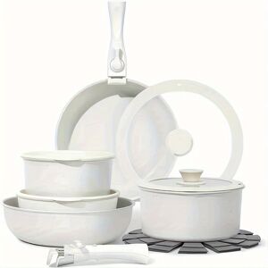 Temu 15 Pots And Pans Set Non-stick Pan, Kitchen Cookware Set With Removable Handle, Non-stick Cookware Set With Removable Handle, White Image