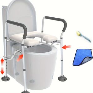 Temu 1pc Elevated Toilet Seat With Handles Up To 450lbs, Wide Cushioned Elevated Toilet Seat For Elderly Disabled, Extended Separate Toilet Safety Chair With Suction Pad And Splint Image