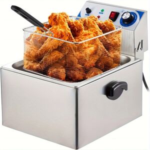 Temu Adoolla Electric Deep Fryer With Basket And Lid, Commercial Kitchen With Adjustable Temperature, Stainless Steel, 11 L/10 Qt Image